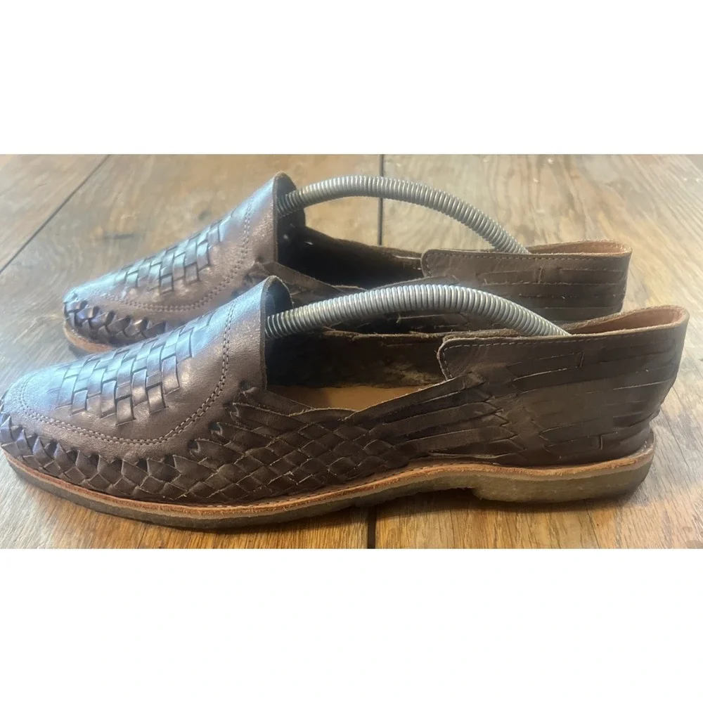 WILL Leather Goods‎ Woven Leather Huarache Loafers Mens Size 12 Gray Hand Woven